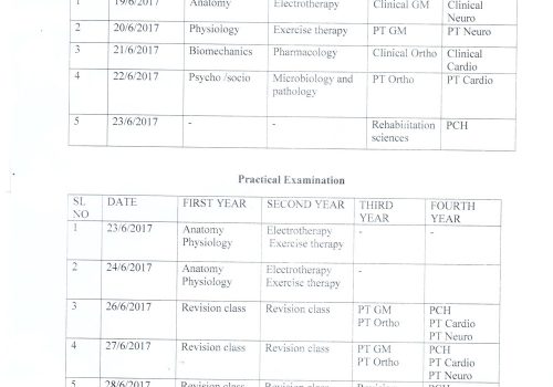 Internal Assesment Exam Schedule
